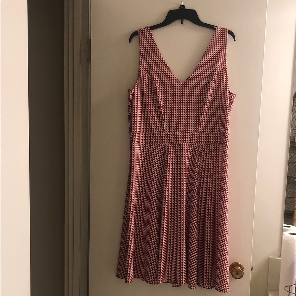 Red,Navy & White Sleeveless Dress